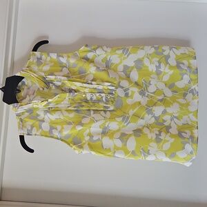 Banana Republic Top Blouse Sz PM Lime and Gray Short Sleeve V-neck